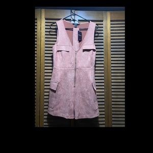 Mauve Suede romper with belt